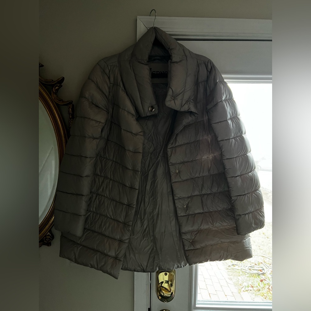 Herno Amelia Coat - Platinum Grey Silver Color size 44 M high low style